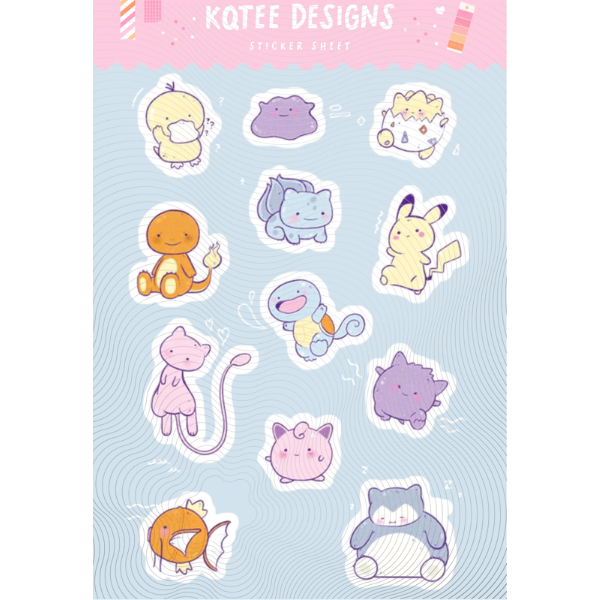 Cutie Blue Pocket Pals Sticker Sheet