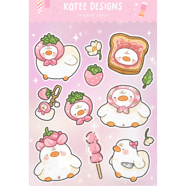 Pink Duckie Sticker Sheet