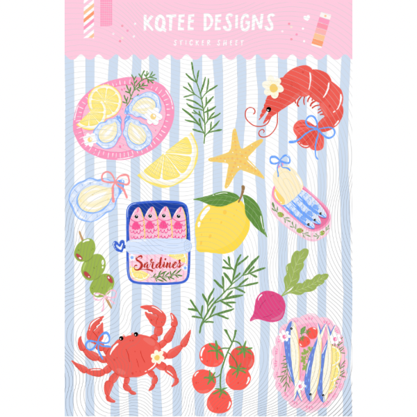 Coastal Snacks Sticker Sheet