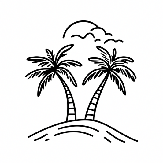 Monoline Palm Tree Island