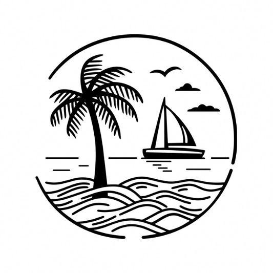Monoline Palm Tree Sail Boat
